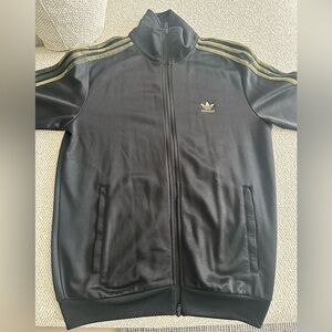 Adidas black track jacket with camo pattern